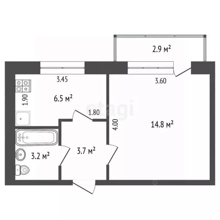 1-к кв. Ростовская область, Ростов-на-Дону Профсоюзная ул., 89 (28.2 ... - Фото 1