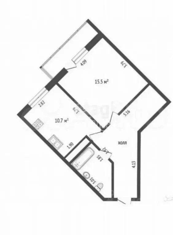 1-к кв. Калужская область, Калуга ул. Кибальчича, 2 (42.6 м) - Фото 2