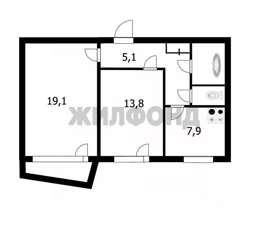 2-к кв. Новосибирская область, Новосибирск ул. Курчатова, 3 (52.6 м) - Фото 1
