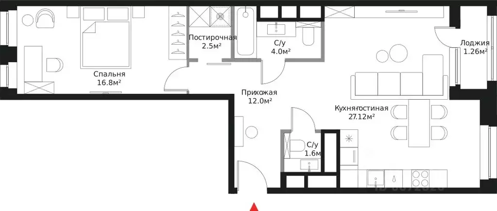 2-к кв. Москва Лермонтовская ул., 1 (65.28 м) - Фото 0