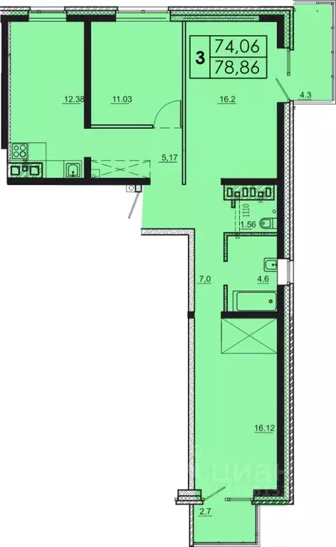 3-к кв. Иркутская область, Иркутск Ново-Ленино мкр, Мега жилой ... - Фото 0