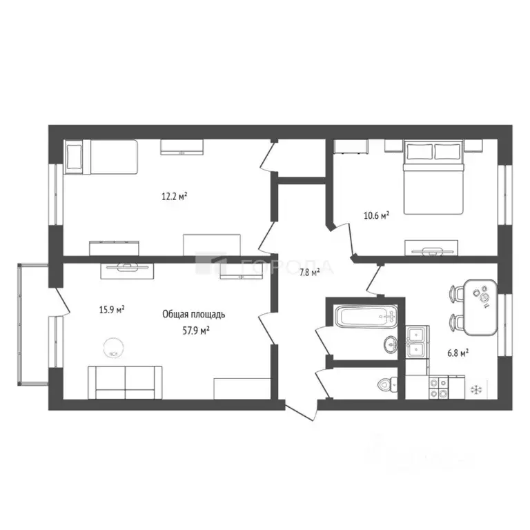 3-к кв. Новосибирская область, Новосибирск Северо-Чемской жилмассив, ... - Фото 2