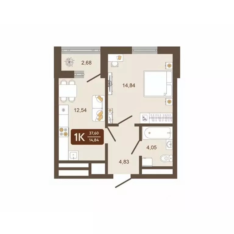 1-к кв. Кемеровская область, Новокузнецк Макеевская ул. (37.6 м) - Фото 2