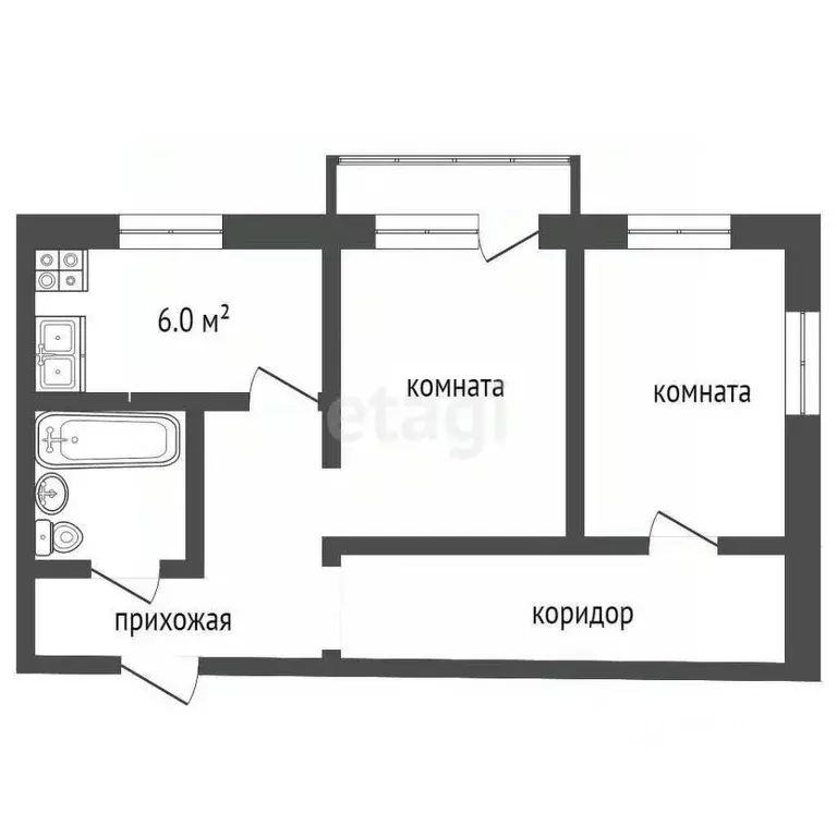 2-к кв. Костромская область, Кострома ул. Ленина, 136 (42.2 м) - Фото 2