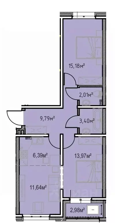 2-к кв. Иркутская область, Иркутск Иркутск-2 мкр, Зенит жилой комплекс ... - Фото 1
