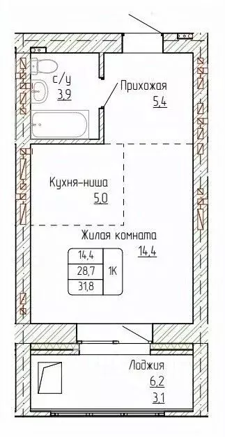 1-к кв. Алтайский край, Новоалтайск ул. Титова, 6 (31.8 м) - Фото 0