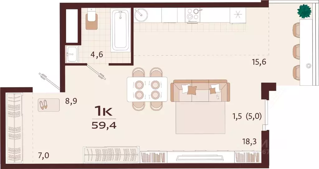 1-к кв. Крым, Ялта ул. Спендиарова, 5 (59.4 м) - Фото 1