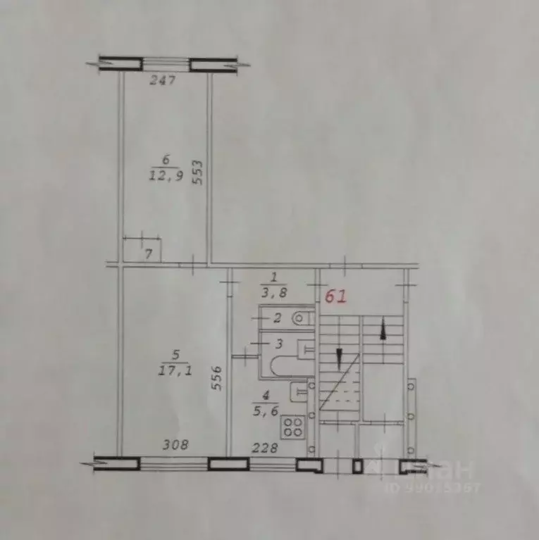 2-к кв. Новосибирская область, Новосибирск ул. Челюскинцев, 38 (43.3 ... - Фото 2