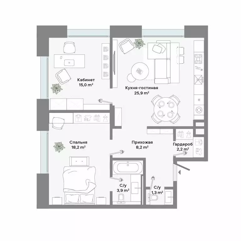 2-комнатная квартира: Москва, Ленинский проспект, 2 (73.2 м) - Фото 1