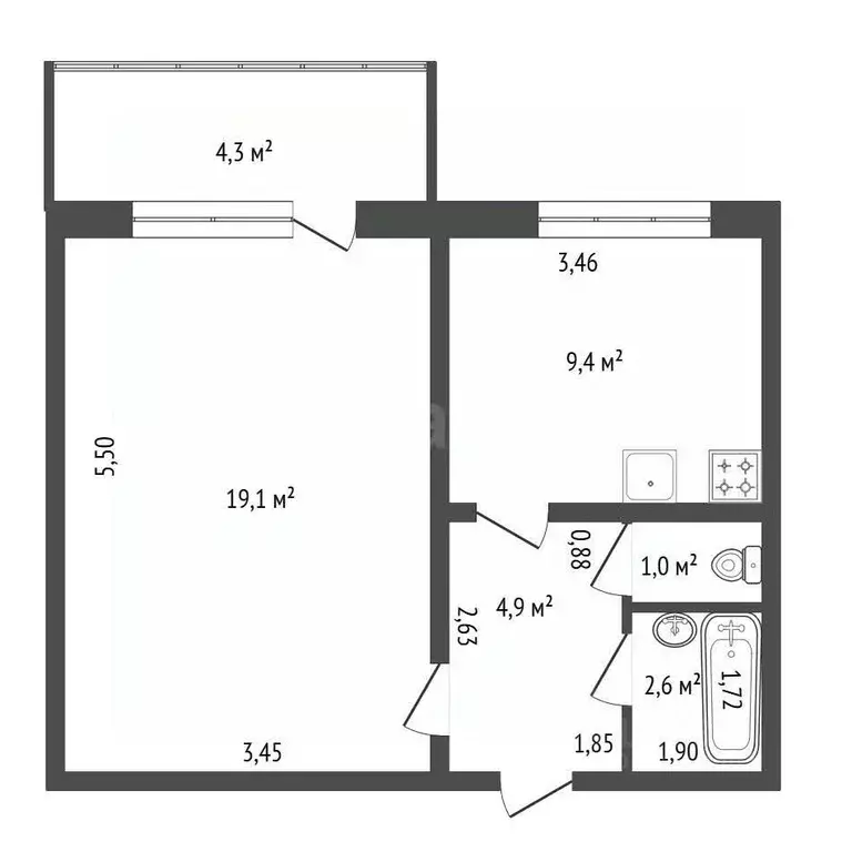1-к кв. Башкортостан, Уфа ул. Летчиков, 5 (37.0 м) - Фото 2