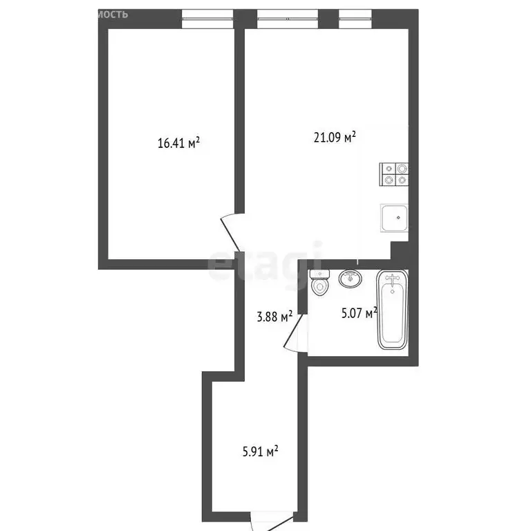 1-комнатная квартира: Тюмень, улица Менжинского, 60 (46.1 м) - Фото 1