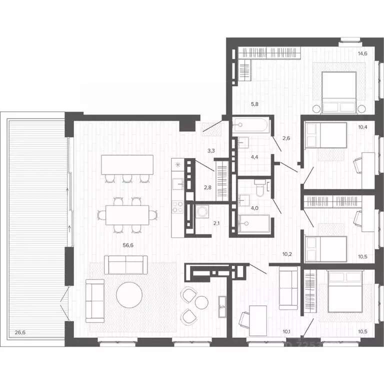 6-к кв. Алтайский край, Барнаул тракт Змеиногорский, 35Бк2 (175.39 м) - Фото 1