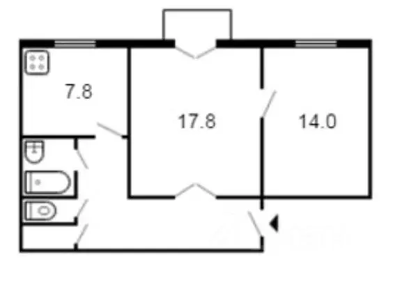 2-к кв. Омская область, Омск ул. Авиагородок, 7 (42.0 м) - Фото 2