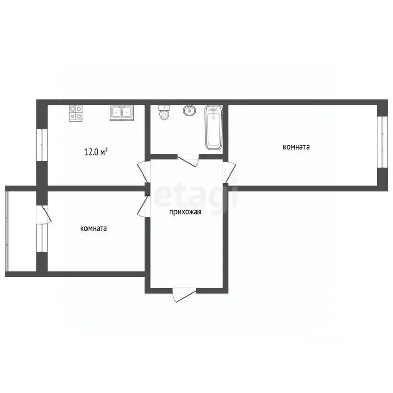 2-к кв. Ярославская область, Тутаев Комсомольская ул., 106Б (60.0 м) - Фото 2