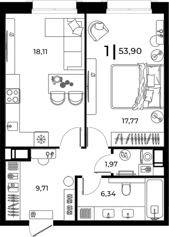 1-к кв. Пензенская область, Заречный Братская ул., 8 (53.9 м) - Фото 1