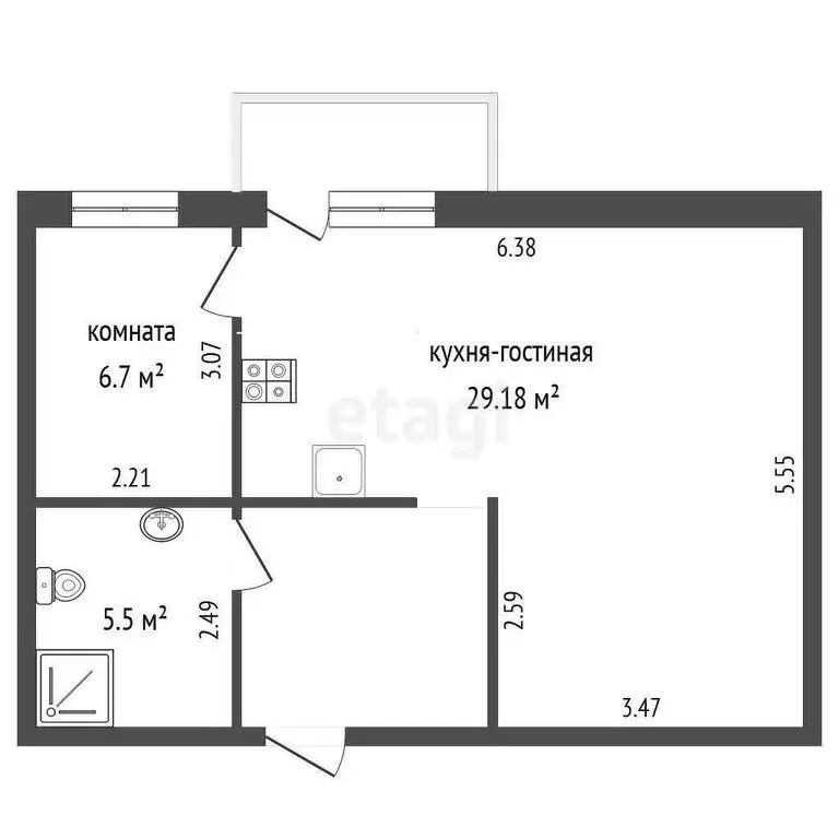 1-комнатная квартира: Анапа, Пионерский проспект, 272А (52.9 м) - Фото 1