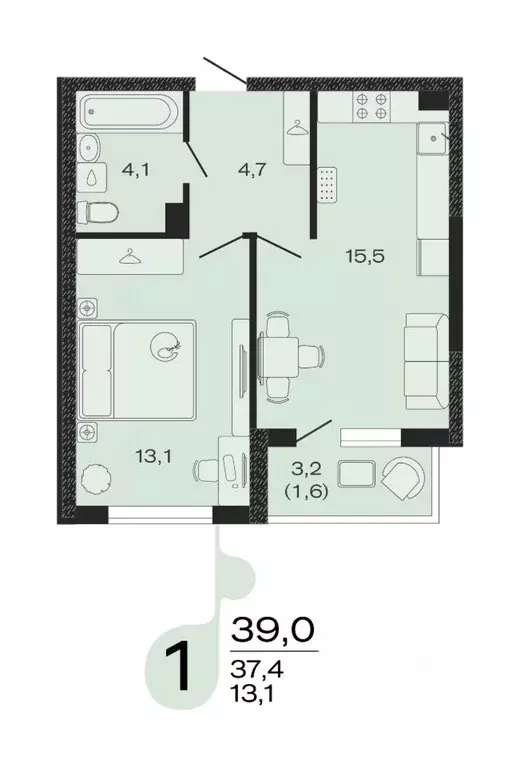 1-к кв. Краснодарский край, Новокубанск Капланово мкр, Эво жилой ... - Фото 1