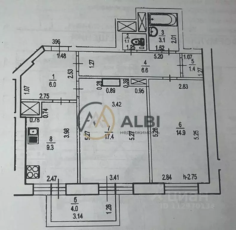 2-к кв. Башкортостан, Уфа Бакалинская ул., 25 (60.1 м) - Фото 1