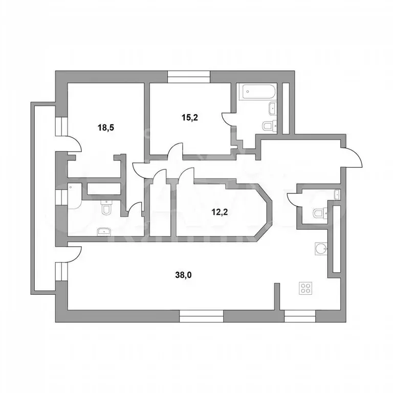 4-к. квартира, 132 м, 4/8 эт. - Фото 0