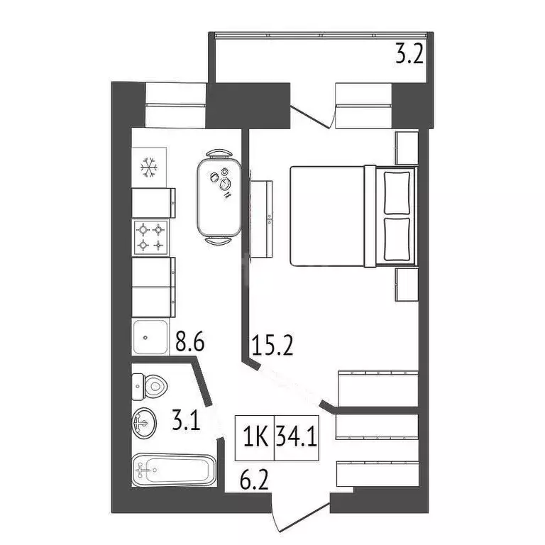 Продаётся 1-к квартира, 34.1 м - Фото 0