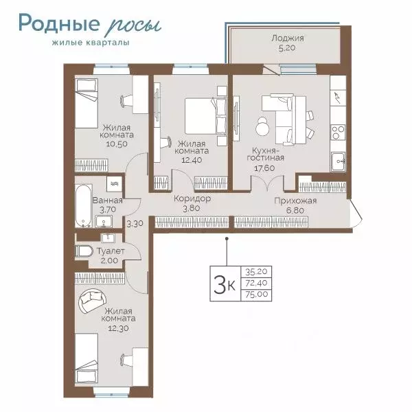 3-к кв. Пермский край, Пермский муниципальный округ, с. Фролы ул. ... - Фото 0