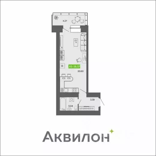 Студия Архангельская область, Архангельск ул. Урицкого (28.37 м) - Фото 0