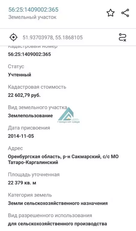 Участок в Оренбургская область, Сакмарский район, с. Татарская Каргала ... - Фото 2