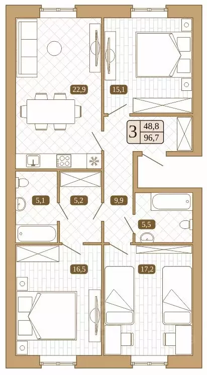 3-к кв. Московская область, Сергиев Посад Белый город жилой комплекс ... - Фото 1