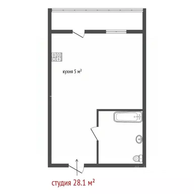 Студия Свердловская область, Екатеринбург ул. Азина, 22/2 (28.1 м) - Фото 2