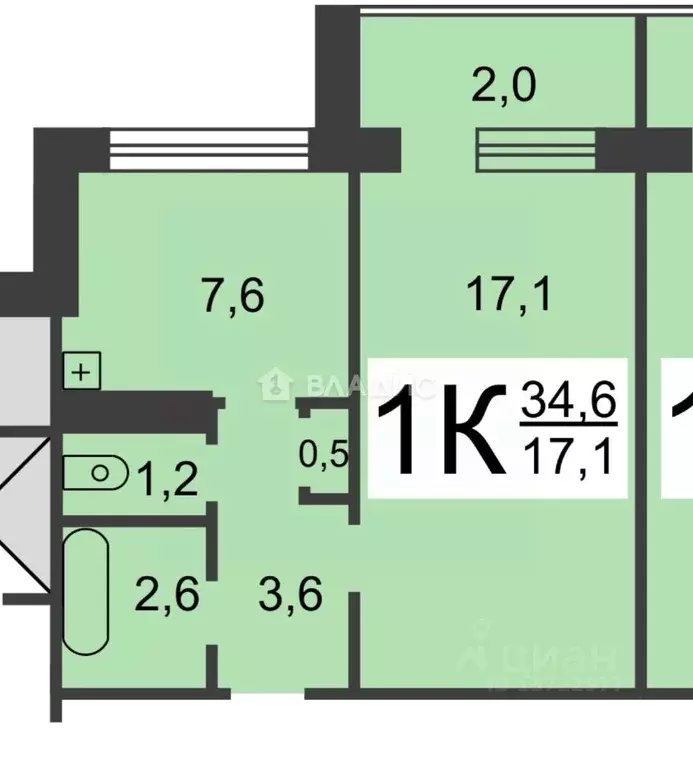 1-к кв. Нижегородская область, Нижний Новгород Авангардная ул., 20 ... - Фото 2