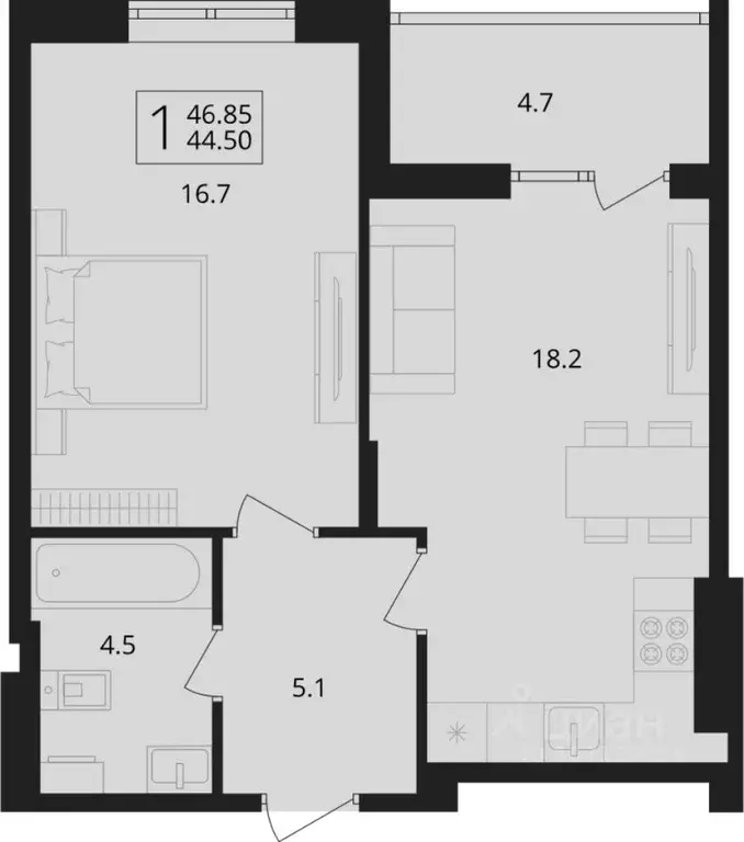 1-к кв. Брянская область, Брянский район, Снежское с/пос, пос. Путевка ... - Фото 0