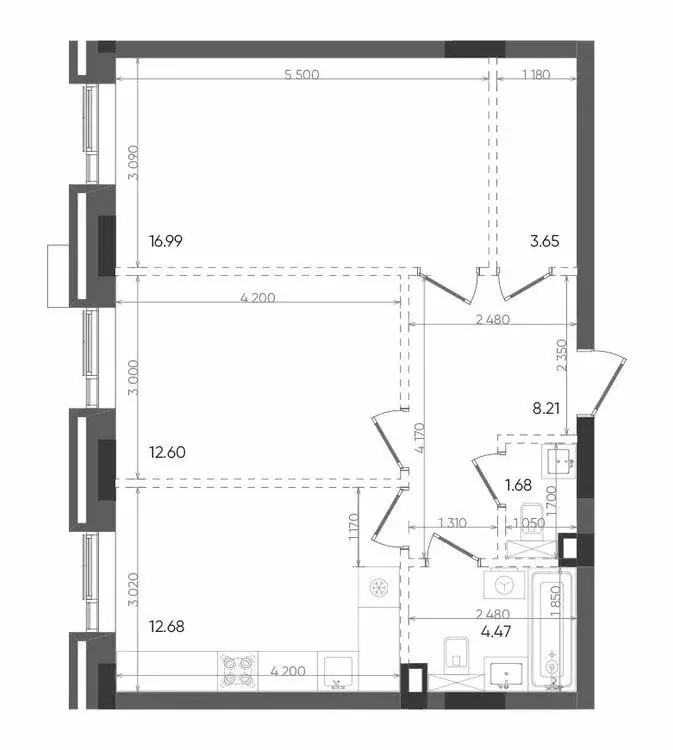 2-комнатная квартира: Казань, территория ГСК Автоград, 1/121 (60.28 м) - Фото 0