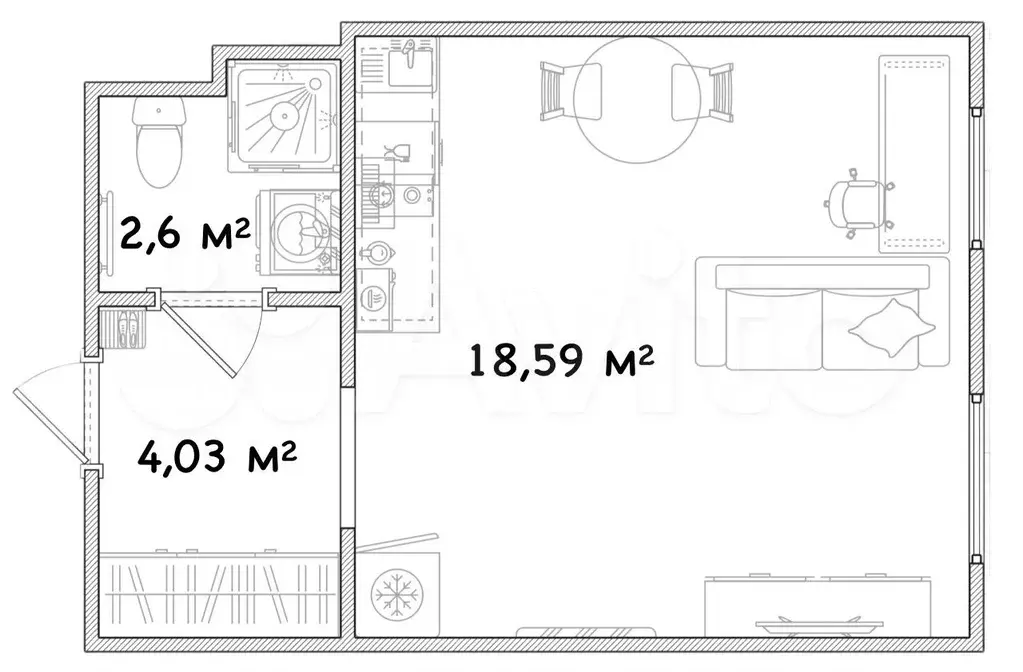 Квартира-студия, 25,1 м, 13/15 эт. - Фото 0