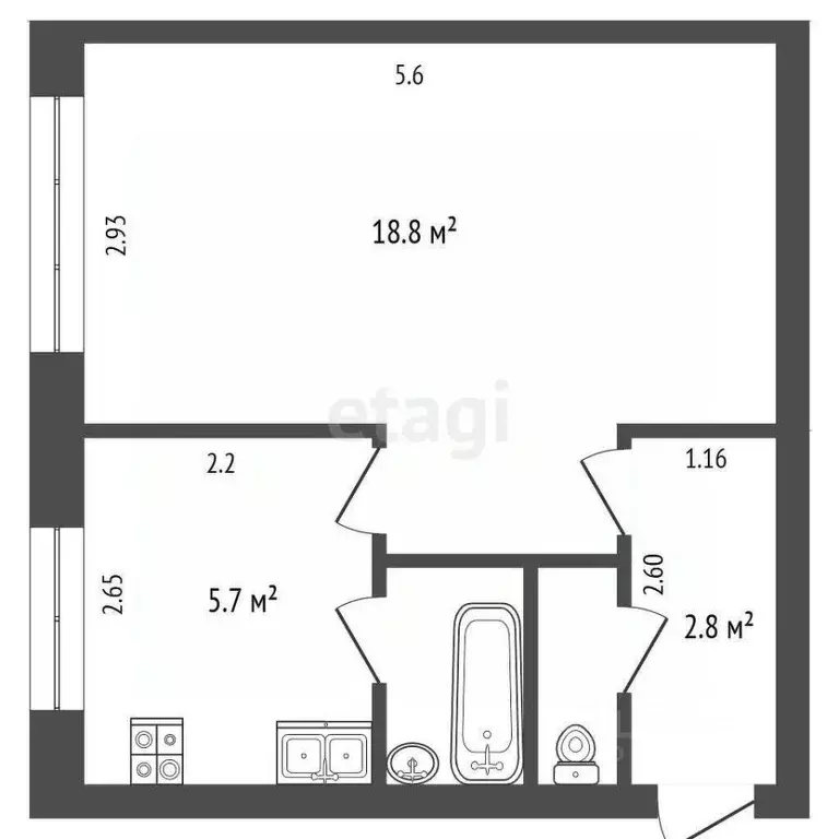 1-к кв. Тюменская область, Тюмень ул. Республики, 157 (30.7 м) - Фото 2