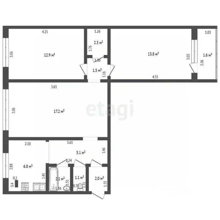 3-к кв. Мордовия, Кочкуровский район, пос. Красномайский Прудная ул., ... - Фото 2