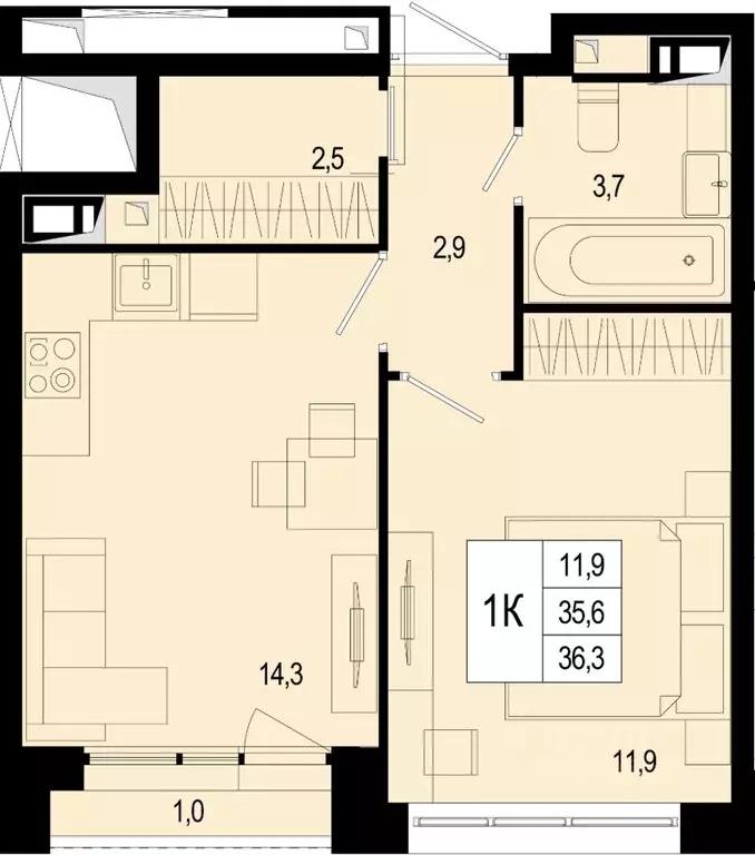 1-к кв. Московская область, Подольск городской округ, д. Борисовка ... - Фото 0