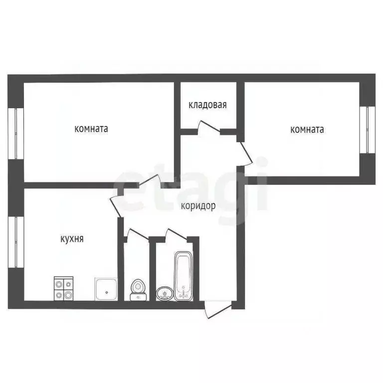 2-к кв. Ленинградская область, Волхов ул. Федюнинского, 10 (56.8 м) - Фото 1