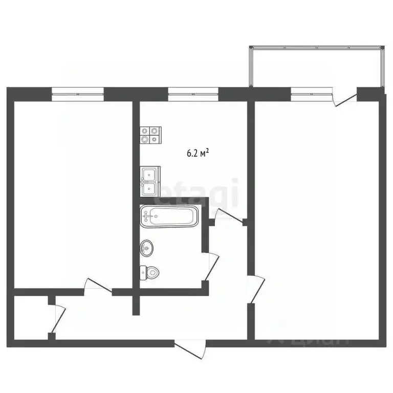 2-к кв. Архангельская область, Котлас ул. Кедрова, 16А (43.4 м) - Фото 1