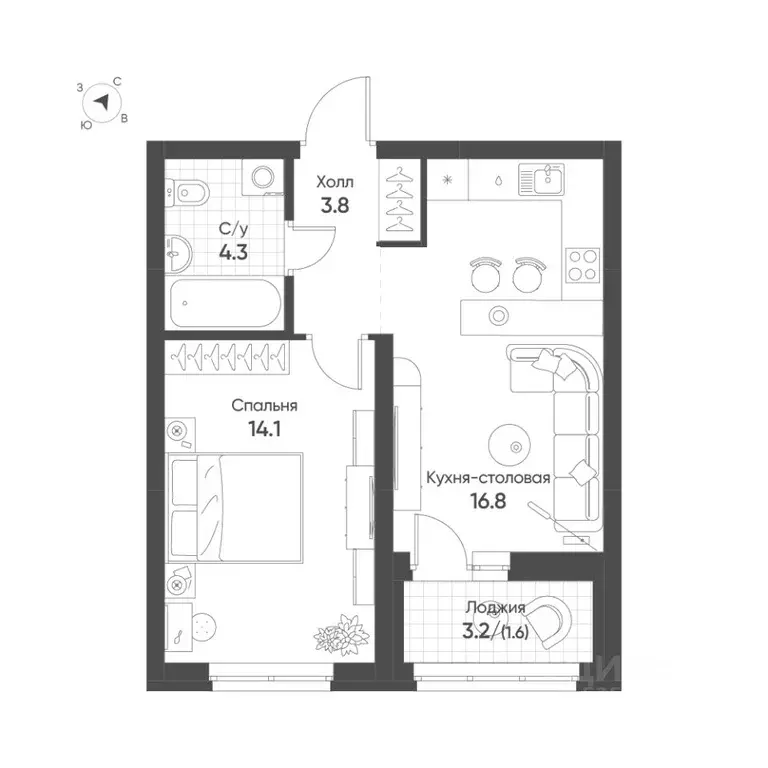 1-к кв. Свердловская область, Екатеринбург Солнечный жилрайон,  (40.6 ... - Фото 1
