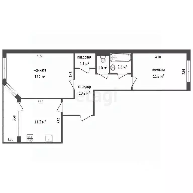 2-к кв. Ямало-Ненецкий АО, Новый Уренгой Лимбяяха мкр, Приозерный мкр, ... - Фото 1