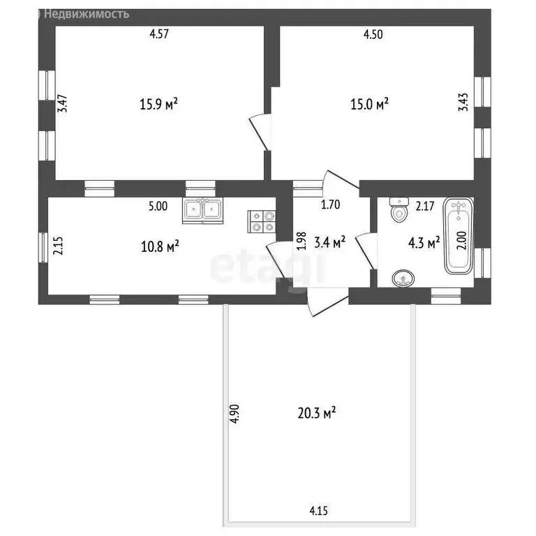 Дом в Приближная, улица Холодова (49.4 м) - Фото 1