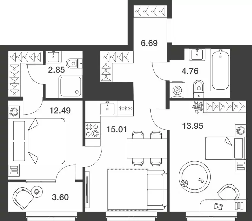 2-к кв. Тульская область, Тула Парк Патриот жилой комплекс (59.55 м) - Фото 1