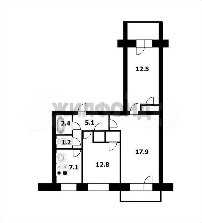 3-к. квартира, 63,4 м, 5/9 эт. - Фото 0