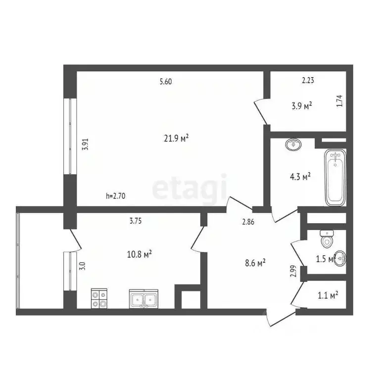 1-к кв. Ямало-Ненецкий АО, Новый Уренгой Оптимистов мкр, 3/2 (53.7 м) - Фото 2
