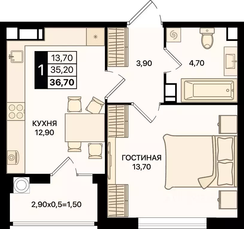 1-к кв. Ростовская область, Ростов-на-Дону Движение61 жилой комплекс ... - Фото 0