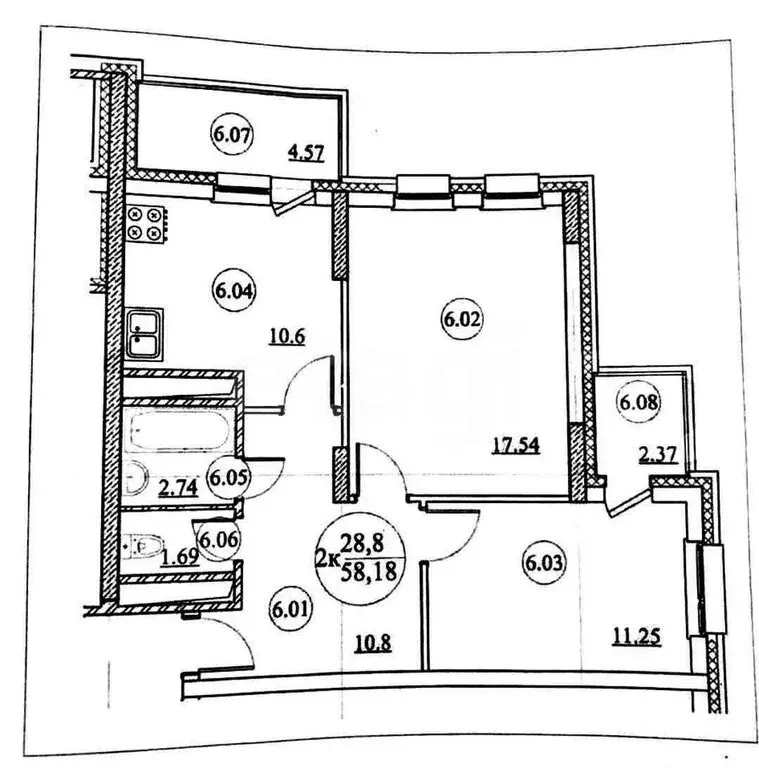 2-комнатная квартира: Казань, улица Восход, 16 (55.7 м) - Фото 1