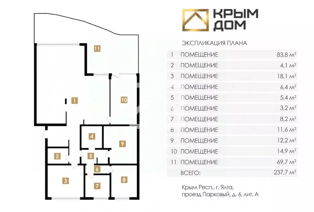 5-к кв. Крым, Ялта проезд Парковый, 6А (237.7 м) - Фото 2