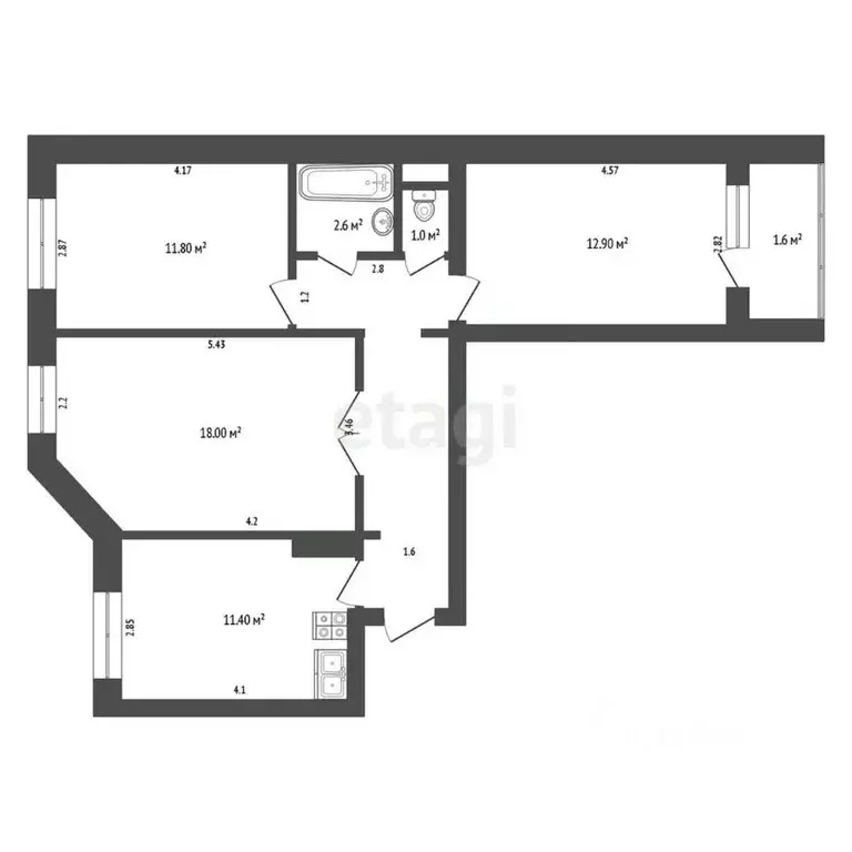 3-к кв. Ямало-Ненецкий АО, Надымский район, Пангоды пгт ул. Мира, 5 ... - Фото 2