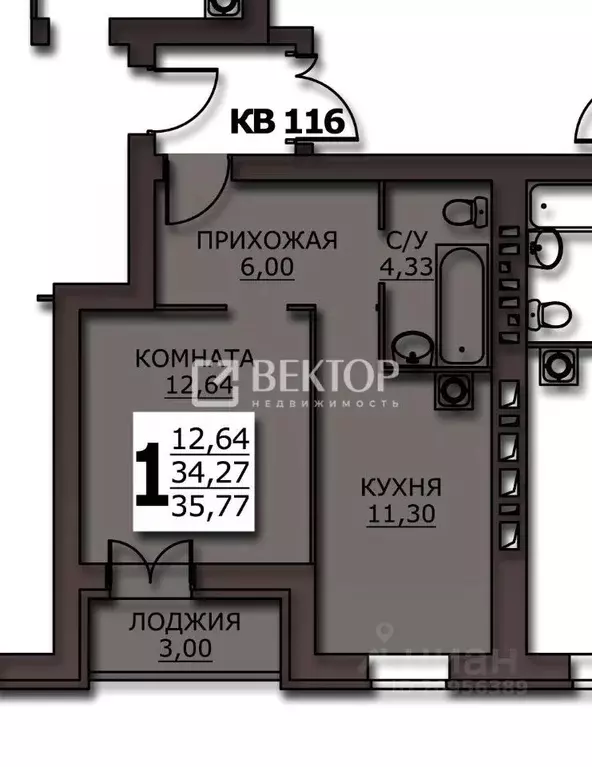 1-к кв. Ивановская область, Иваново ул. Куликова, 8 (35.77 м) - Фото 1