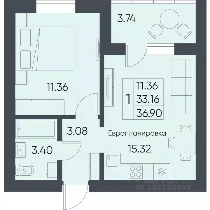 1-к кв. Саратовская область, Татищево рп  (36.9 м) - Фото 0